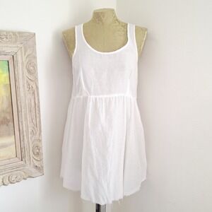 Cp Shades Distressed Luxury Sheer Ivory Tunic Blouse Mini Dress XS